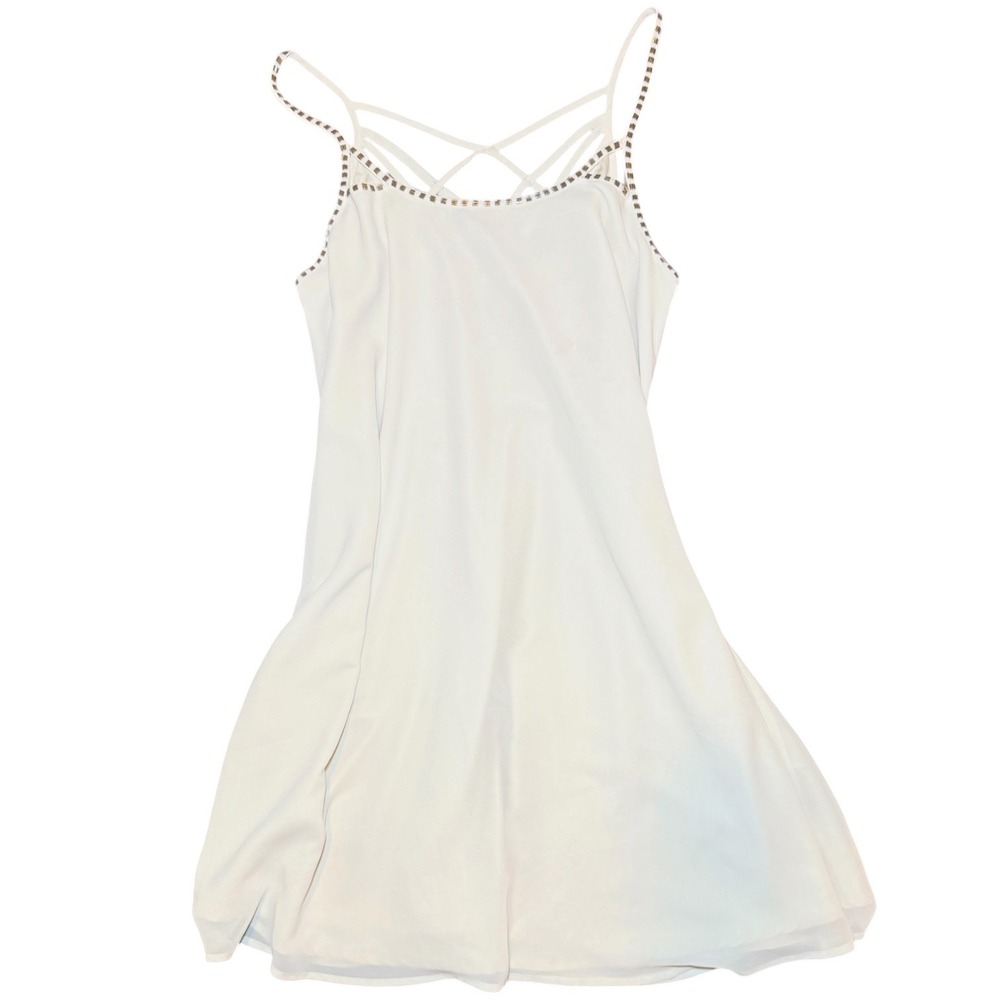 White Beaded Cage Back Mini Dress Womens Size Medium Cream NWT Summer Cocktail - Picture 4 of 13